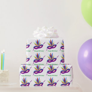 Cadeau Papier d'emballage de mardi gras pourpre de masque
