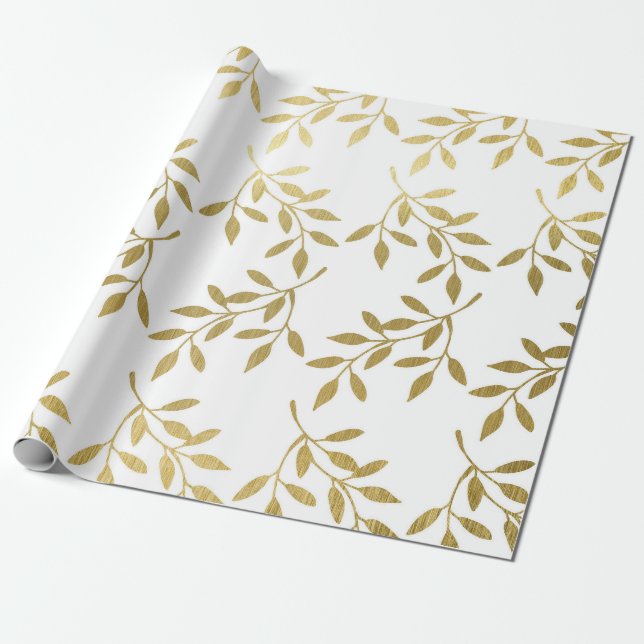 Cadeau Papier d'emballage de mariage à feuille botanique  (Déroulé)