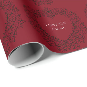 Cadeau Papier d'emballage de mariage gothique rouge et