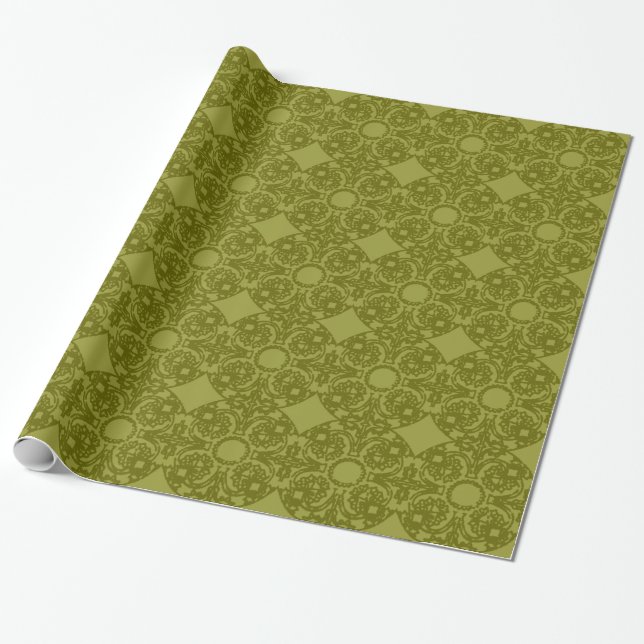 Cadeau Papier d'emballage de médaillon de vert olive (Déroulé)