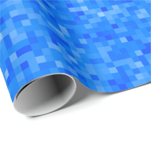 Cadeau Papier d'emballage de mosaïque bleue de pixel