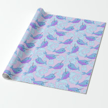 Papier d'emballage de motif heureux de Narwhal