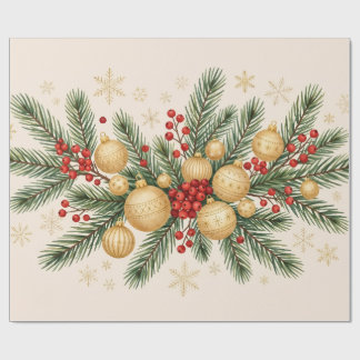 Cadeau Papier d'emballage de Noël à motif de pin festif