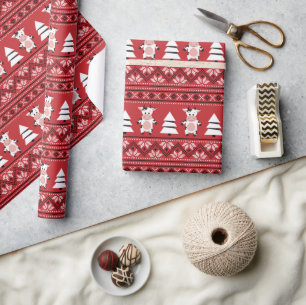 Cadeau Papier d'emballage de Noël à motif de vache mignon