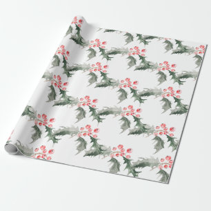 Cadeau Papier d'emballage de Noël aquarelle botanique
