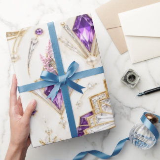 Cadeau Papier d'emballage de Noël Art Déco Améthyste Jewe
