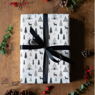 Cadeau Papier d'emballage de Noël aux rennes scandinaves