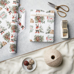 Cadeau Papier d'emballage de Noël avec photo de Bouledogu