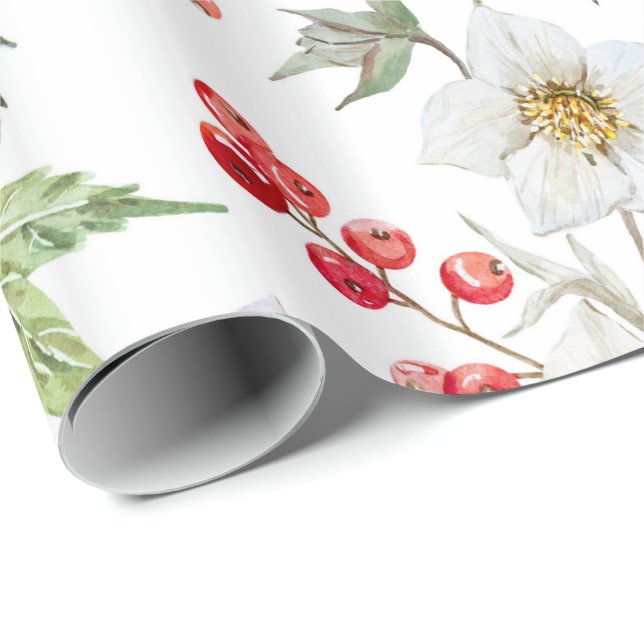 Cadeau Papier d'emballage de Noël (blanc) (Coin rond)