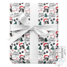 Papier d'emballage de Noël Border Collie