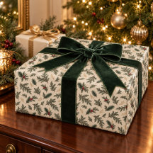 Papier d'emballage de Noël botanique Evergreen