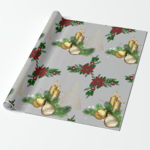 Cadeau Papier d'emballage de Noël Bougie dorée