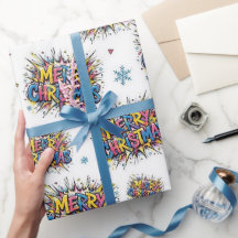 Papier d'emballage de Noël coloré dans le style de
