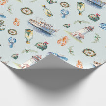 Papier d'emballage de Noël côtier joyeux