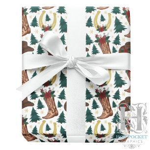 Cadeau Papier d'emballage de Noël Cowboy