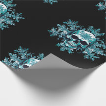 Papier d'emballage de Noël crâne noir