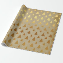 Papier d'emballage de Noël d'arbres d'or
