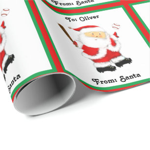 Cadeau Papier d'emballage de Noël de baseball personnalis