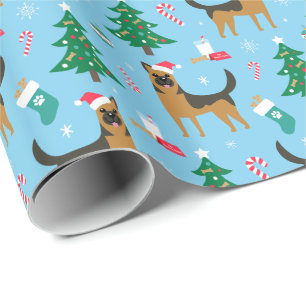Cadeau Papier d'emballage de Noël de berger allemand