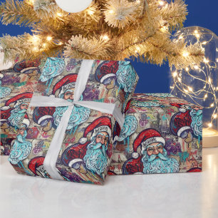 Cadeau Papier d'emballage de Noël Graffiti Santa