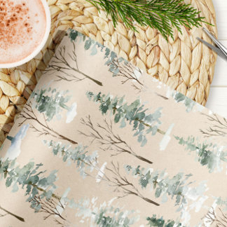 Cadeau Papier d'emballage de Noël Kraft de forêt à l'aqua
