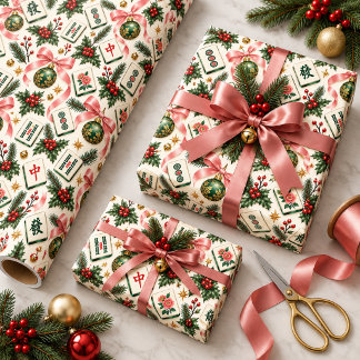Cadeau Papier d'emballage de Noël Mahjong élégant