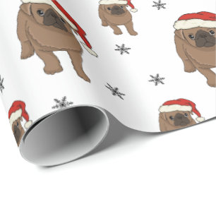 Cadeau Papier d'emballage de Noël mignon de carlin