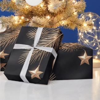 Cadeau Papier d'emballage de Noël noir or luxe | Perso