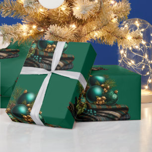 Cadeau Papier d'emballage de Noël Ornement Bulle Verte