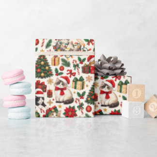 Cadeau Papier d'emballage de Noël pour chats de fête