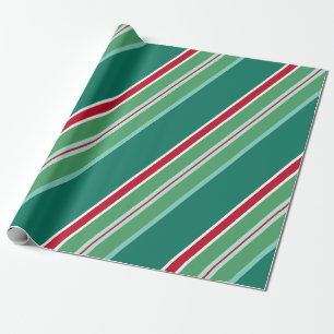 Cadeau Papier d'emballage de Noël rayé vert rétro bonbons