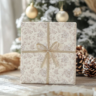 Cadeau Papier d'emballage de Noël rose floral traditionne