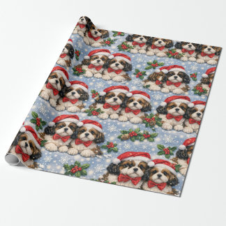 Cadeau Papier d'emballage de Noël Shih Tzu 