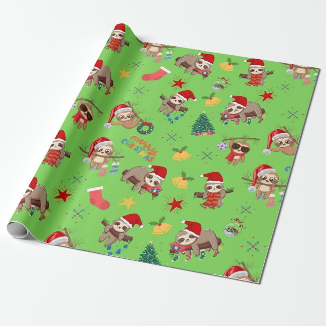 Cadeau Papier d'emballage de Noël Sloth (Déroulé)