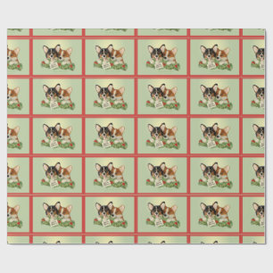 Cadeau Papier d'emballage de Noël tricolore de corgi