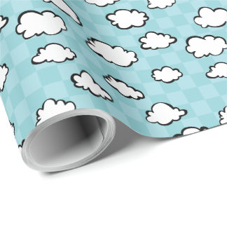 Cadeau Papier d'emballage de nuages de damier