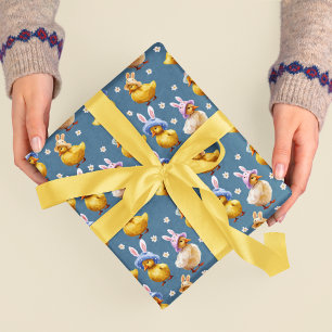 Cadeau Papier d'emballage de Pâques à motif de poussins  