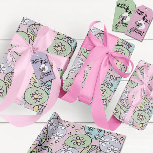 Cadeau Papier d'emballage de Pâques pastel groovy ambianc