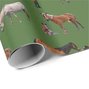 Cadeau Papier d'emballage de partie de poney (vert)