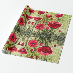 Cadeau Papier d'emballage de pavot rouge