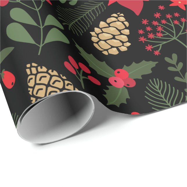 Cadeau Papier d'emballage de poinsettia (Coin rond)