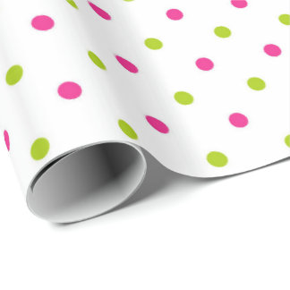 Cadeau Papier d'emballage de pois rose et vert