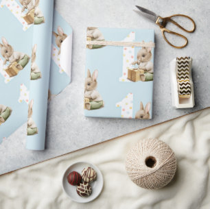 Cadeau Papier d'emballage de premier anniversaire de lapi