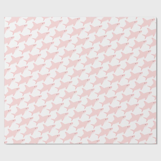 Cadeau Papier d'emballage de requin rose mignon (Plat)