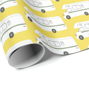 Cadeau Papier d'emballage de rétro de campeur jaune de