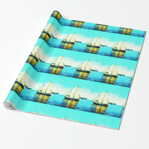Cadeau papier d'emballage de schooners de navigation