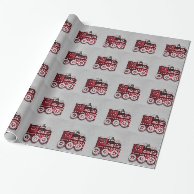 Cadeau Papier d'emballage de train rouge de Noël (Déroulé)