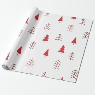 Cadeau Papier d'emballage de vacances avec arbres rouges