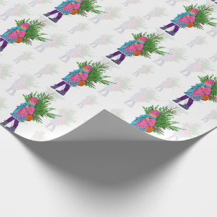 Cadeau Papier d'emballage de vacances illustré