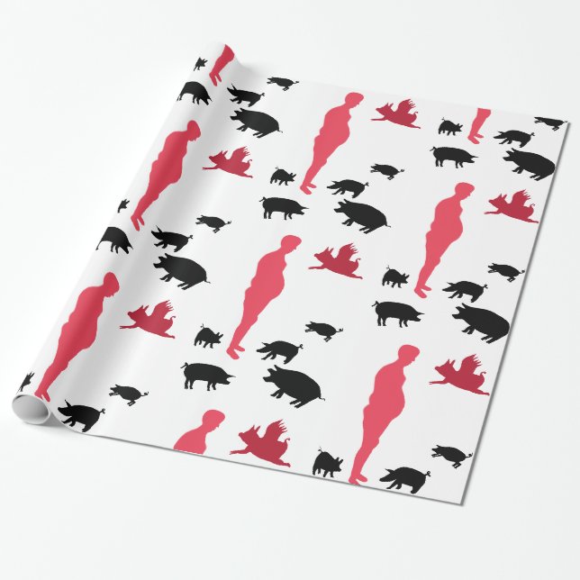 Cadeau Papier d'emballage de Vegeterian de repas heureux (Déroulé)